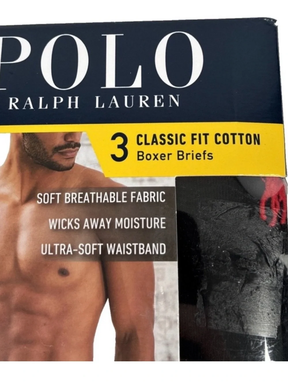 Polo Ralph Lauren 3 Classic Fit Cotton Boxer Briefs - Black NWT